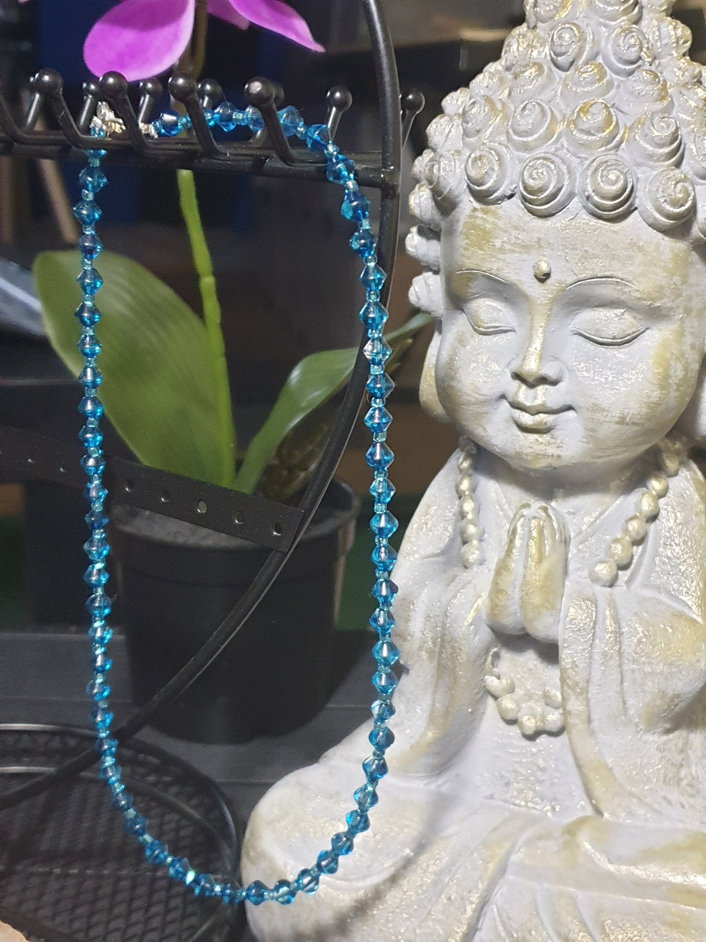 Collier verre bleu
