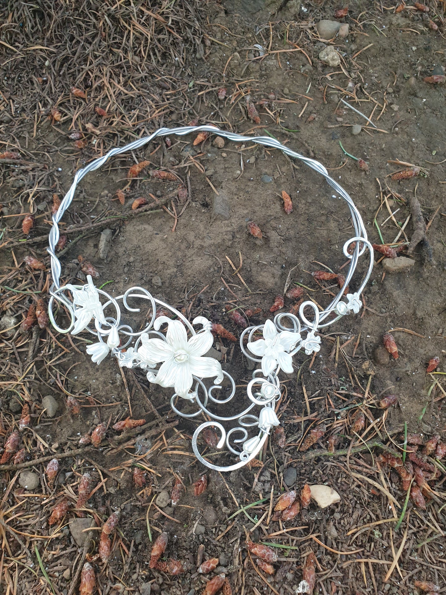 Collier Pièce UNiQUE Argenté Blanc Nacré