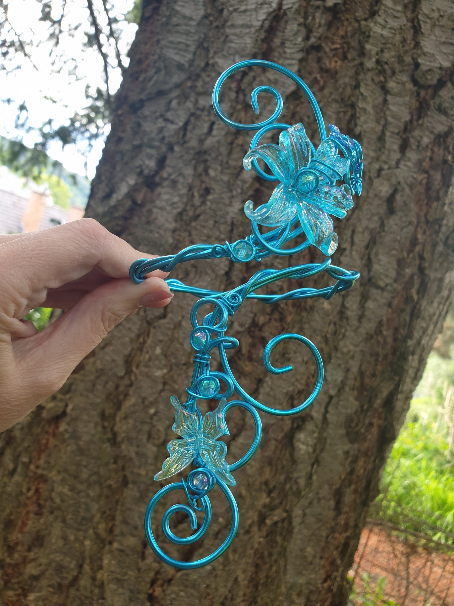Bracelet de Bras Fleur Papillon BLEU Turquoise