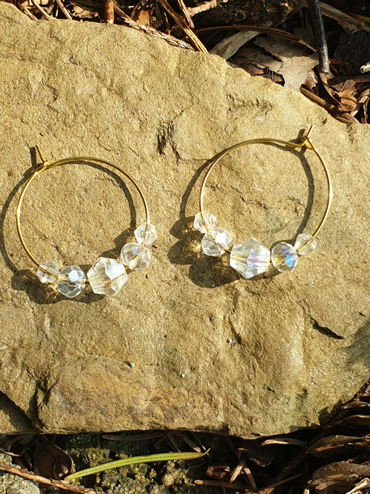 Boucles d'oreilles créoles Cristal 3 toupies