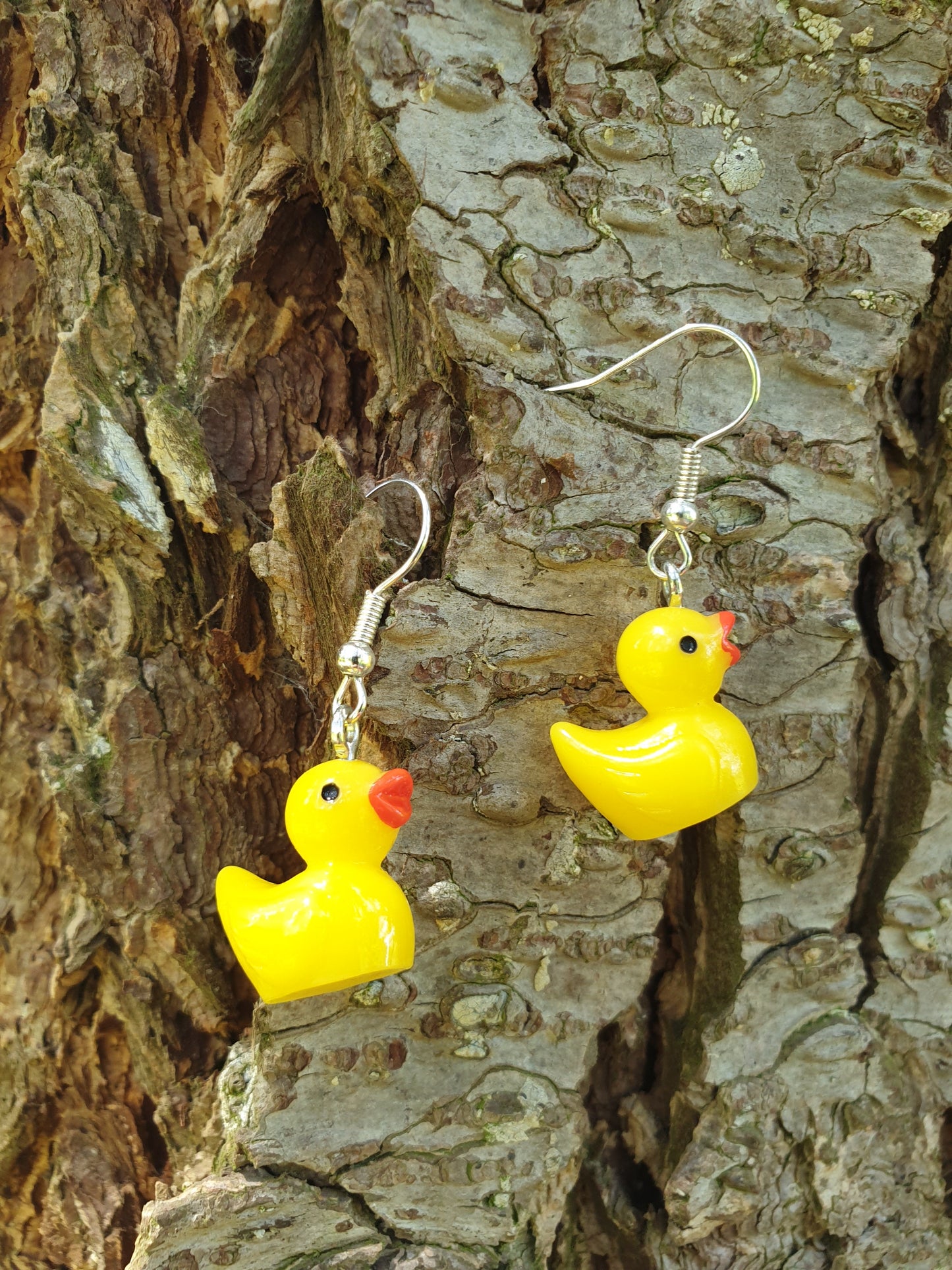 Boucles d'oreilles Canard Jaune, acier inoxydable crochets