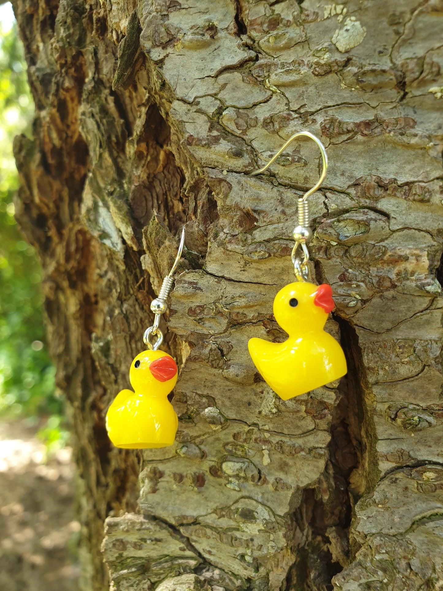 Boucles d'oreilles Canard Jaune, acier inoxydable crochets