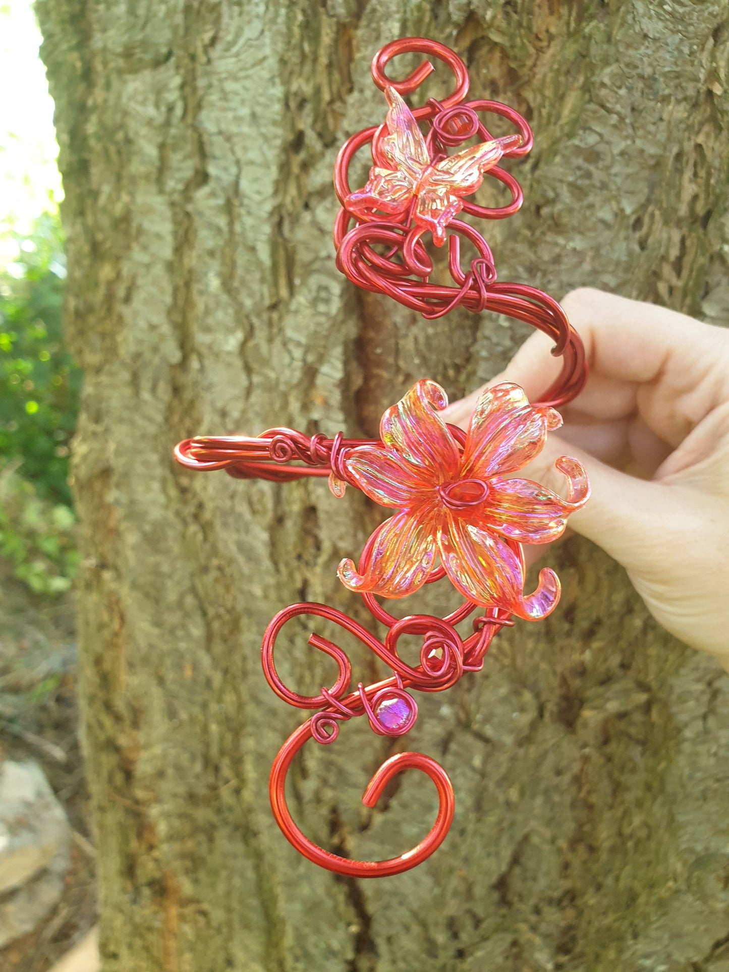 Bracelet de Bras Rouge Fleur et Papillon