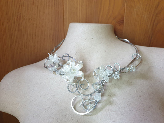 Collier Pièce UNiQUE Argenté Blanc Nacré