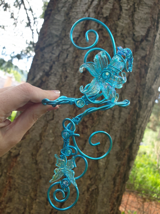 Bracelet de Bras Fleur Papillon BLEU Turquoise