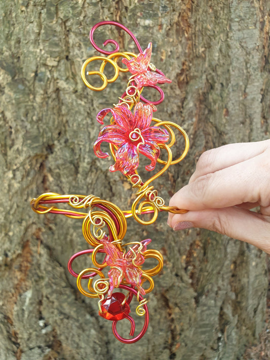 Bracelet Rouge fleur et coeur