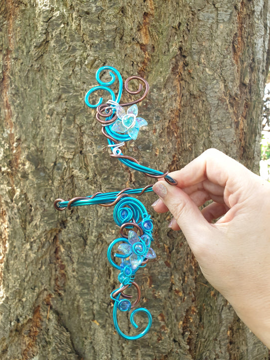 Bracelet Manchette Bleu et Brun
