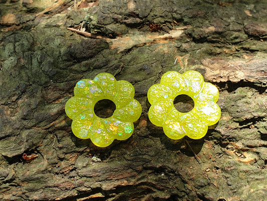 Paire de Pampilles Lisa Jaune Clair Fleur 8 pétales