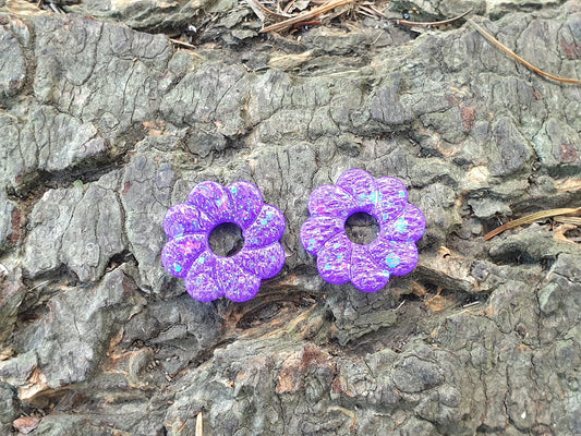Paire de Pampilles Lisa Mauve Fleur 8 pétales